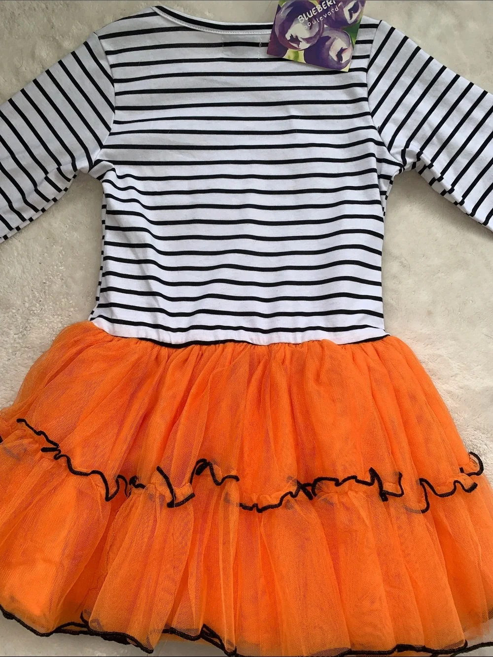 NWT Blueberi Boulevard Girls' Orange Ghost Pumpkin Tutu Top & Leggings Set 6